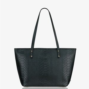 GiGi New York Zip Taylor Black Embossed Python Leather Tote Bag